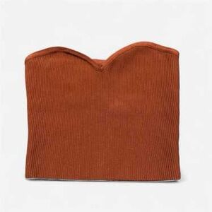 Aritzia Babaton Sculpt Knit  Sweetheart Tube Top Burn Orange Ribbed